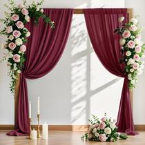 Tecido drapeado para arco de casamento MLMW Christmas 2 painéis cor de vinho