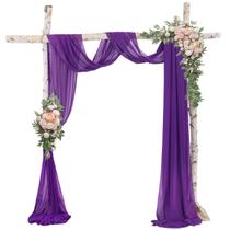 Tecido drapeado para arco de casamento ROMANKAS Purple Chiffon 20 pés x 7 m Tecido drapeado para arco de casamento ROMANKAS Purple Chiffon 20 pés x 7 m