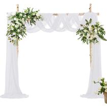 Tecido drapeado para arco de casamento VACVELT Chiffon White, 2 painéis Tecido drapeado para arco de casamento VACVELT Chiffon White, 2 painéis