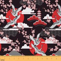 Tecido Erosebridal Crane Cherry Blossoms Print 1 jarda vermelho