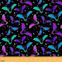 Tecido Erosebridal Halloween Bat Glitter Stars Galaxy 1m Teal