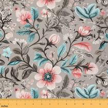 Tecido Erosebridal rosa cinza floral impermeável 1 jarda