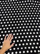 Tecido Estampado 100% Viscose Estampa Poá Preto e Branco