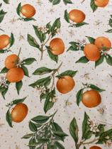 Tecido Estampado Laranja no Fundo Bege 50x150cm