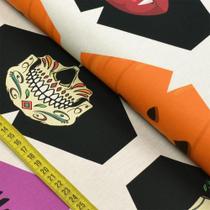 Tecido Estampado para Patchwor - Máscara Halloween: Painel Infantil (0,50X1,40)