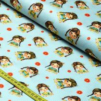 Tecido Estampado Para Patchwork - 4 Friends : Azul (0,50x1,50)