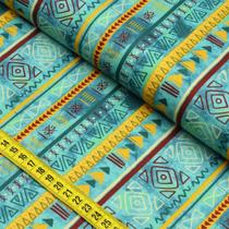 Tecido Estampado para Patchwork - África : Faixas Azul (0,50x1,40)
