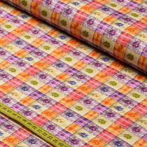 Tecido Estampado para Patchwork - Artesania : Flores Xadrez (0,50x1,50)