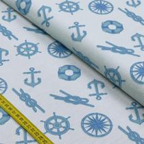 Tecido Estampado para Patchwork - Azuis: Compose Náutico Veleiro (0,50x1,50) Tecido Estampado para Patchwork - Azuis: Compose Náutico Veleiro (0,50x1,50)