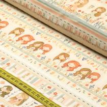 Tecido Estampado para Patchwork - Barrado : Meninas Pastel (0,50x1,50)