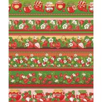 Tecido Estampado Para Patchwork - Barrados Morangos Cor 2404 (0,50X1,40)