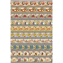 Tecido Estampado para Patchwork - Barrados Por Pano Pra Mangga : Barrados Galos (0,50x1,40)