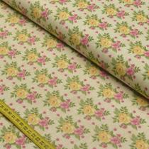 Tecido Estampado para Patchwork - Beautiful Smile: Bouquet Creme (0,50x1,40)