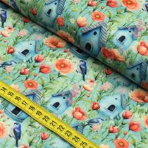 Tecido Estampado Para Patchwork - Birdhouse 4 (0,50x1,50)