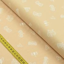 Tecido Estampado para Patchwork - Boho By Mariana Curti : Borboletas Bege (0,50x1,40)
