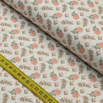 Tecido Estampado para Patchwork - Borboletando : Flores Borboletando Bege (0,50x1,40)