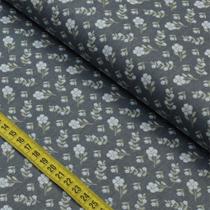 Tecido Estampado para Patchwork - Borboletando : Flores Borboletando Marinho (0,50x1,40)