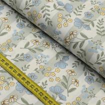 Tecido Estampado para Patchwork - Borboletando : Meu Jardim Azul (0,50x1,40)