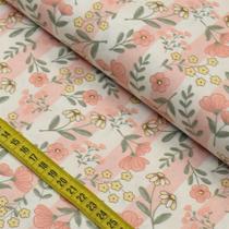Tecido Estampado para Patchwork - Borboletando : Meu Jardim Rose (0,50x1,40)