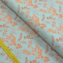 Tecido Estampado para Patchwork - Branch: Composê Ramos Fundo Azul Claro (0,50x1,40)