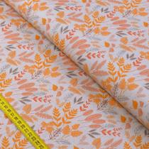 Tecido Estampado para Patchwork - Branch: Folhas Fundo Cinza (0,50x1,40)