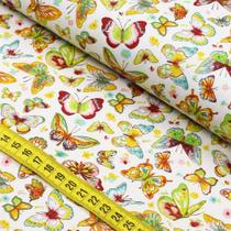 Tecido Estampado para Patchwork - Butterfly : Borboletas Amarela (0,50X1,40)