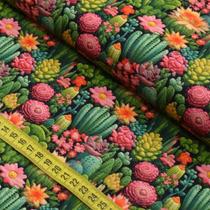 Tecido Estampado Para Patchwork - Cactos 1 (0,50x1,50)