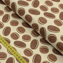 Tecido Estampado para Patchwork - Café da Tarde : Biscoitos Fundo Bege Claro (0,50x1,40)