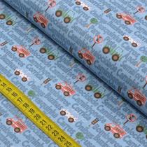 Tecido Estampado para Patchwork - Carrinhos Divertidos: Mini Carrinhos Fundo Azul (0,50x1,50) Tecido Estampado para Patchwork - Carrinhos Divertidos: Mini Carrinhos Fundo Azul (0,50x1,50)