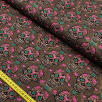 Tecido Estampado para Patchwork - Caveira Charme (0,50x1,40)