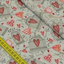Tecido Estampado para Patchwork - Chaves e Cadeados: Corações Aprisionados (0,50x1,40) Tecido Estampado para Patchwork - Chaves e Cadeados: Corações Aprisionados (0,50x1,40)
