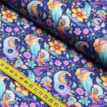 Tecido Estampado Para Patchwork - Clube Mais Criativo : Cashmere Roxo (0,50x1,40)