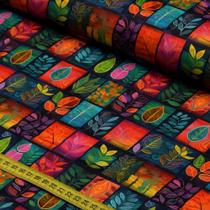 Tecido Estampado para Patchwork - Clube Mais Criativo : Patchwork de Folhas (0,50x1,50) Tecido Estampado para Patchwork - Clube Mais Criativo : Patchwork de Folhas (0,50x1,50)