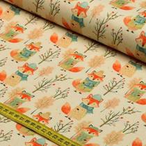 Tecido Estampado para Patchwork - Clube Mais Criativo : Raposas Grande (0,50x1,50)