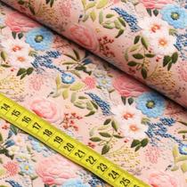 Tecido Estampado Para Patchwork - Clube Mais Criativo : Rosas Fundo Rosa (0,50x1,40) Tecido Estampado Para Patchwork - Clube Mais Criativo : Rosas Fundo Rosa (0,50x1,40)
