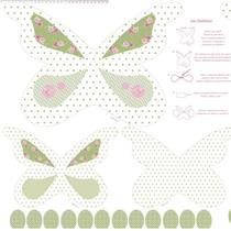 Tecido Estampado para Patchwork - Coração de Pano: Painel Borboleta Verde (0,64x1,48)