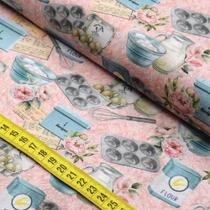 Tecido Estampado Para Patchwork - Cozinha da Vovó : Receita com Ovos (0,50x1,50) Tecido Estampado Para Patchwork - Cozinha da Vovó : Receita com Ovos (0,50x1,50)