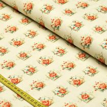 Tecido Estampado Para Patchwork - Delicatesse : Moldura Rosas (0,50x1,50)