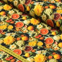 Tecido Estampado para Patchwork - Digital 3D - Renata Blanco : Flores com Laranjas (0,50x1,50) Tecido Estampado para Patchwork - Digital 3D - Renata Blanco : Flores com Laranjas (0,50x1,50)