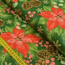 Tecido Estampado para Patchwork - Digital Natal: Bico de Papagaio com Pinha Fundo Verde (0,50x1,40) Tecido Estampado para Patchwork - Digital Natal: Bico de Papagaio com Pinha Fundo Verde (0,50x1,40)