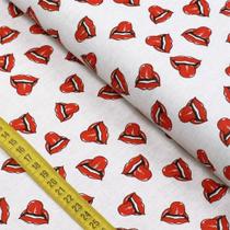 Tecido Estampado para Patchwork - Essentials Boca Fundo Branco (0,50x1,50) Tecido Estampado para Patchwork - Essentials Boca Fundo Branco (0,50x1,50)