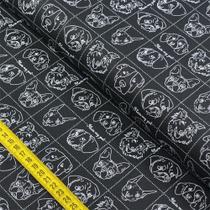 Tecido Estampado para Patchwork - Essentials Dogs Fundo Preto (0,50x1,50)