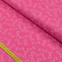 Tecido Estampado para Patchwork - Essentials Ossos Fundo Pink (0,50x1,50)