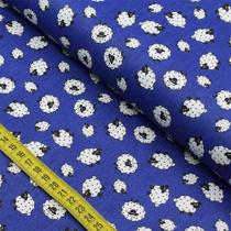 Tecido Estampado para Patchwork - Essentials Ovelhas Fundo Azul (0,50x1,40)