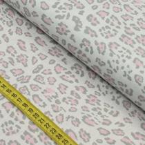 Tecido Estampado para Patchwork - Essentials Pele de Onça Cinza com Rosa (0,50x1,50)