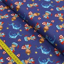 Tecido Estampado para Patchwork - Estilotex Luxo: Príncipe Azul Marinho Cor 01 (0,50x1,50)