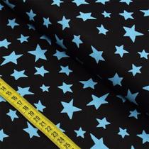 Tecido Estampado para Patchwork - Estrelas Neon : Estrelas Azul (0,50x1,50)