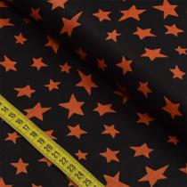 Tecido Estampado para Patchwork - Estrelas Neon : Estrelas Laranja (0,50x1,50)
