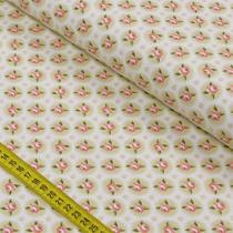 Tecido Estampado para Patchwork - Fadas: Mandalas Florais Creme (0,50x1,50)