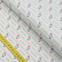 Tecido Estampado para Patchwork - Fancy Floral : Mini Flor Listrado Cinza (0,50x1,40) Tecido Estampado para Patchwork - Fancy Floral : Mini Flor Listrado Cinza (0,50x1,40)